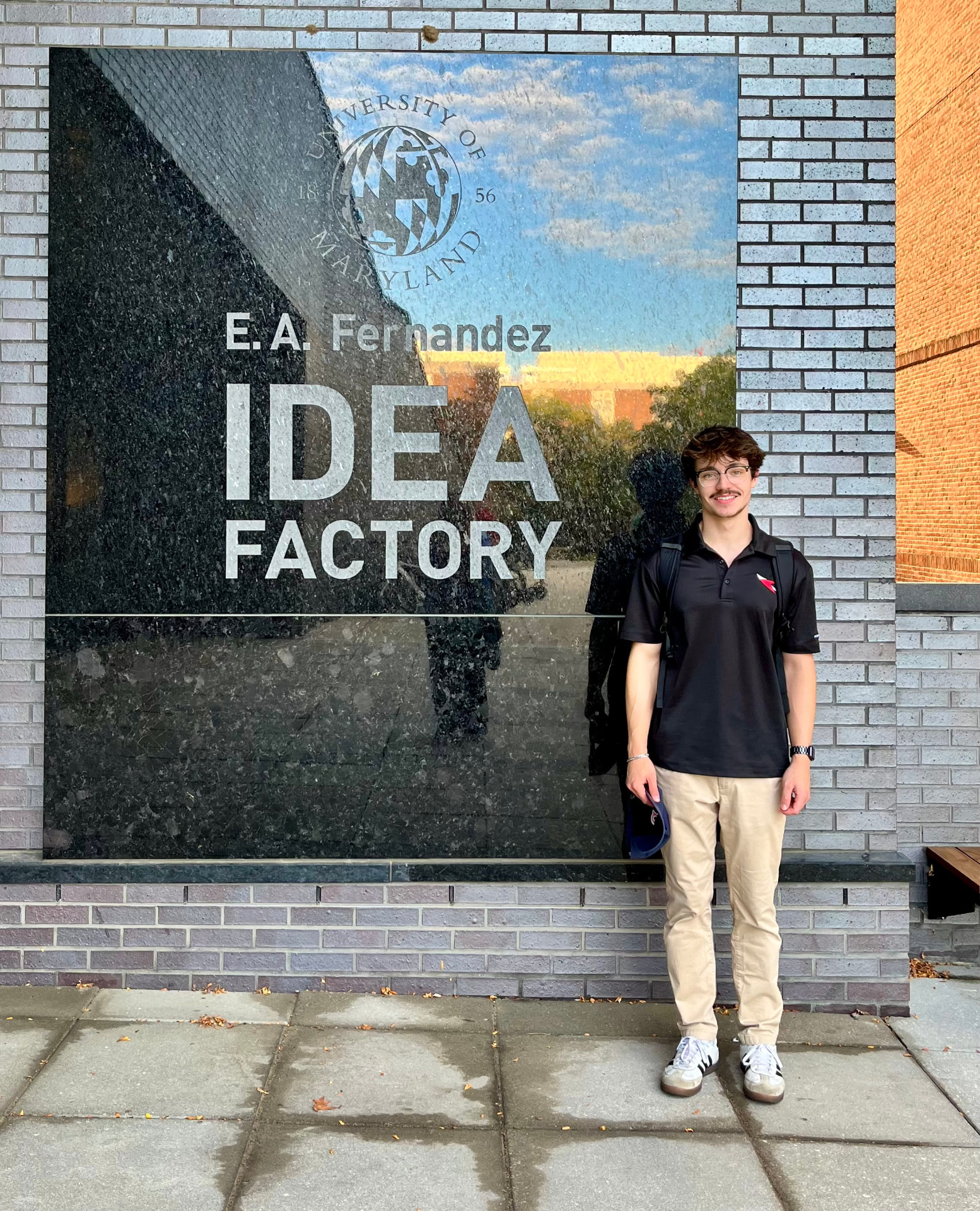 Adam Pouliot outside the University of Maryland IDEA Factory